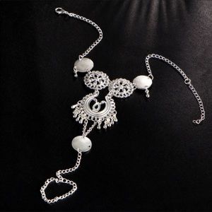 NEW BOHO Antique silver  tassel coin style Anklet
